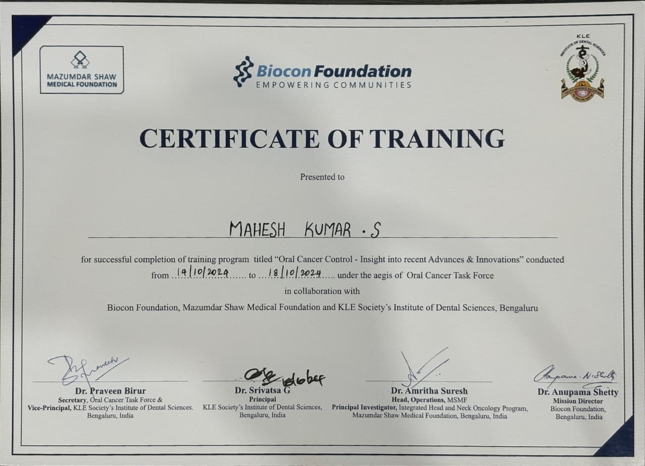 BDS Certificate